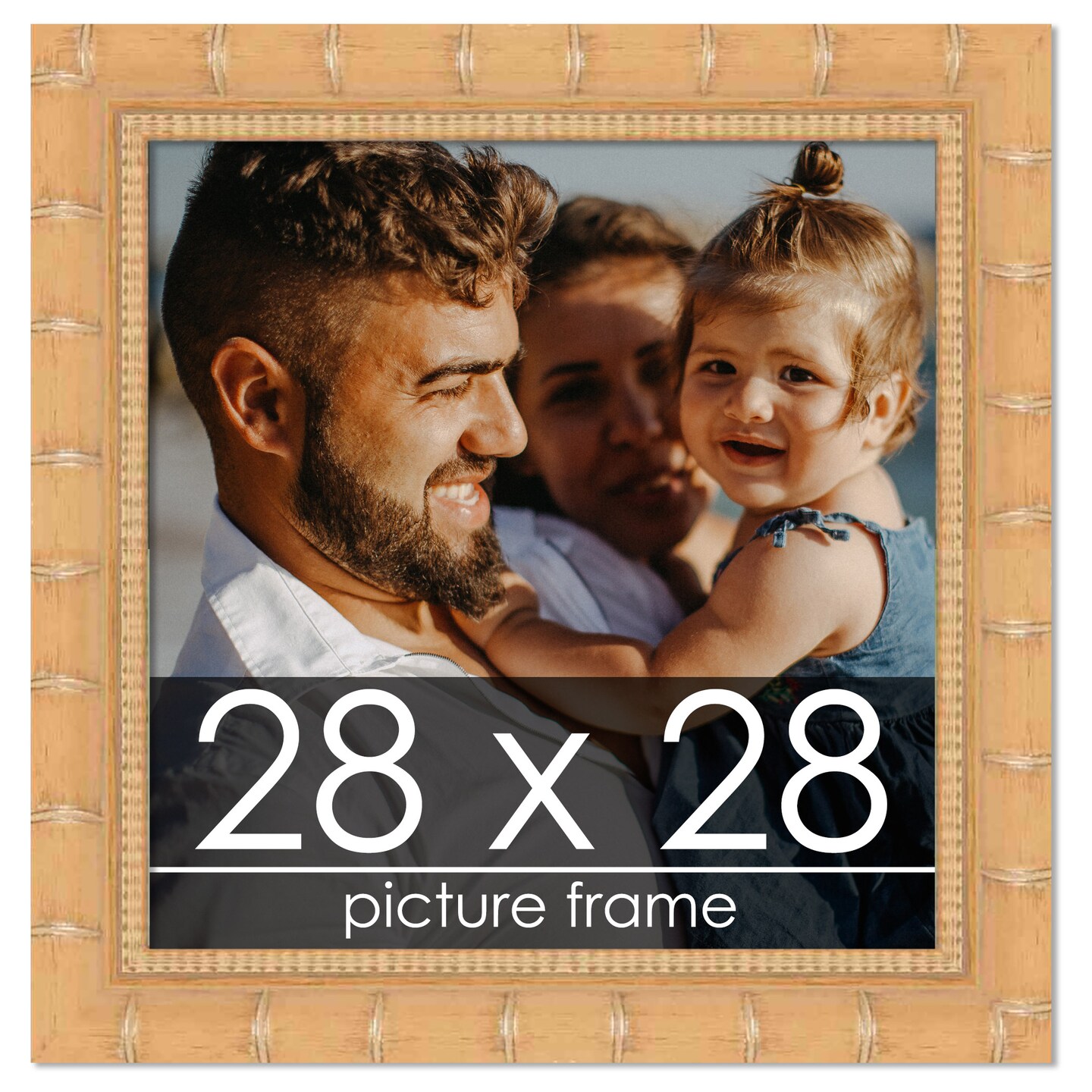 28x28 Natural Modern Bamboo Picture Frame - UV Acrylic, Foam Board ...