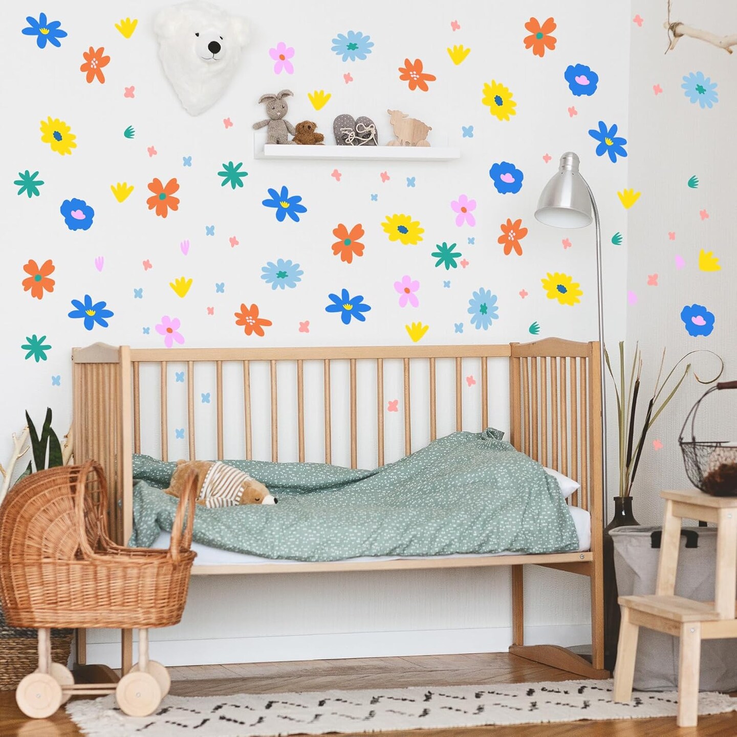 Boho Flower Wall Decals,Watercolor Floral Wall Art Stickers,Wildflower Decal (Multicolour)