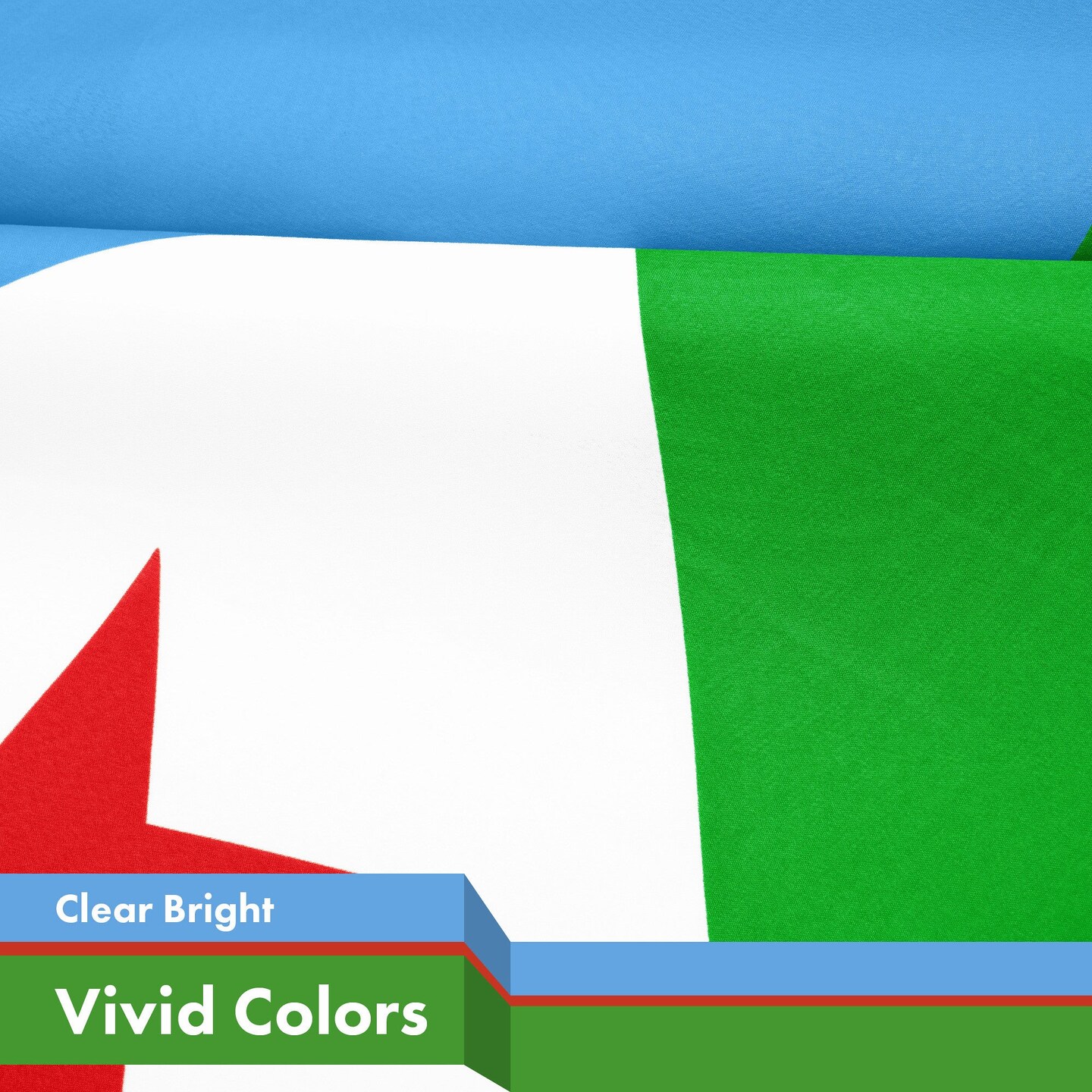 G128 Djibouti Djiboutians Flag | 3x5 Ft | LiteWeave Pro Series Printed 150D Polyester | Country Flag, Indoor/Outdoor, Vibrant Colors, Brass Grommets