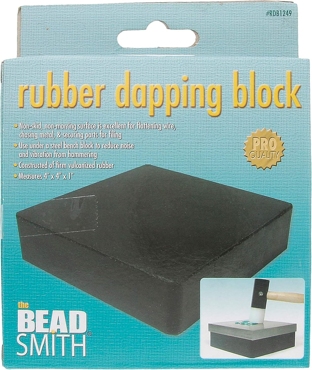 The Beadsmith Rubber Dapping Block, 4 x 4 x 1 inches, Jewelers Tool for Jewelry and Stamping