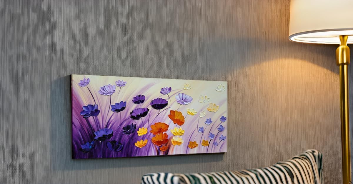 Flower Canvas Wall Art - Hand Painted Colorful Poppy Painting