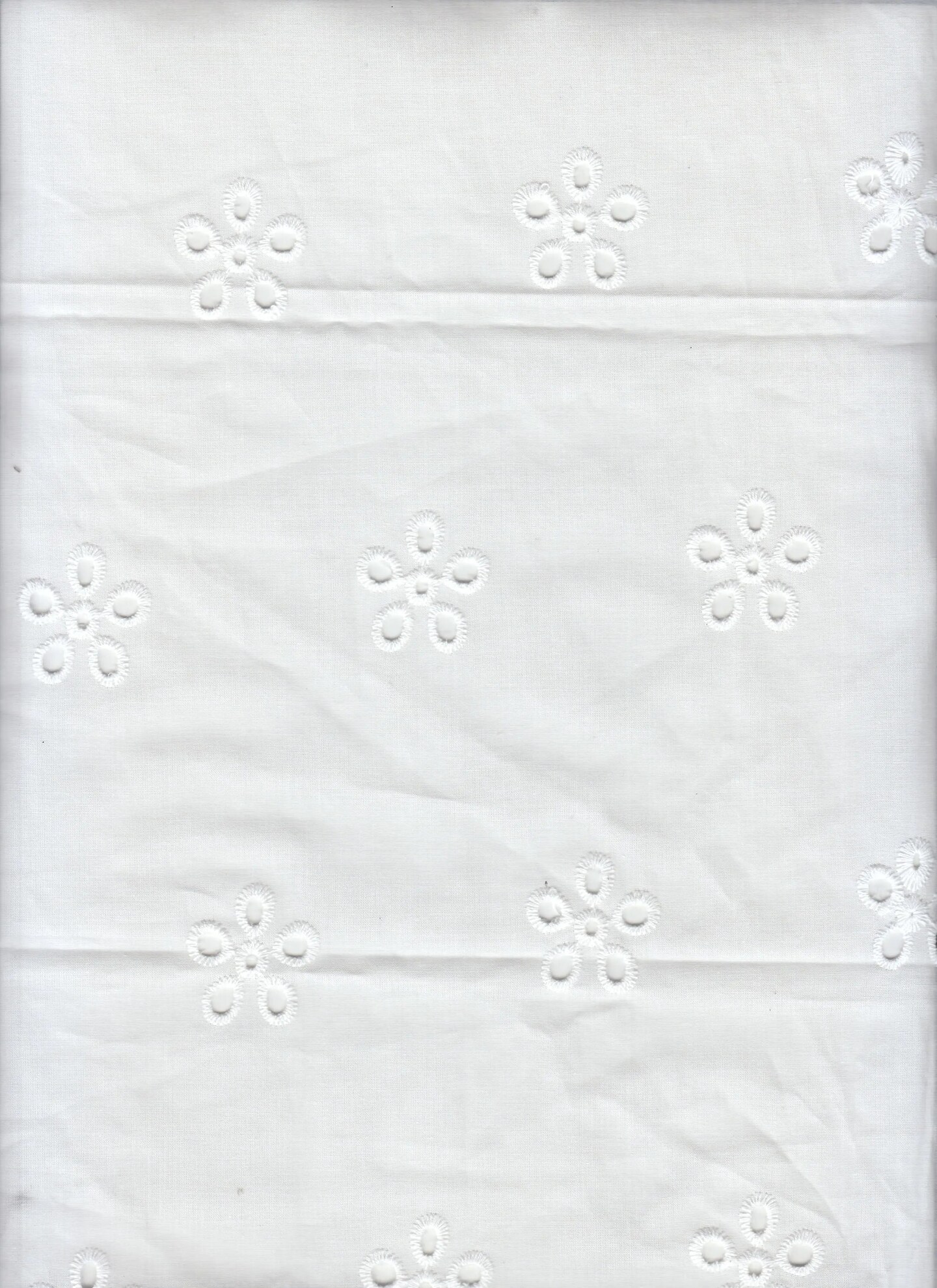 1 Yard Embroidery Flower Cotton Lawn Eyelet Fabric, 58/59&#x2033; Wide 100% Cotton
