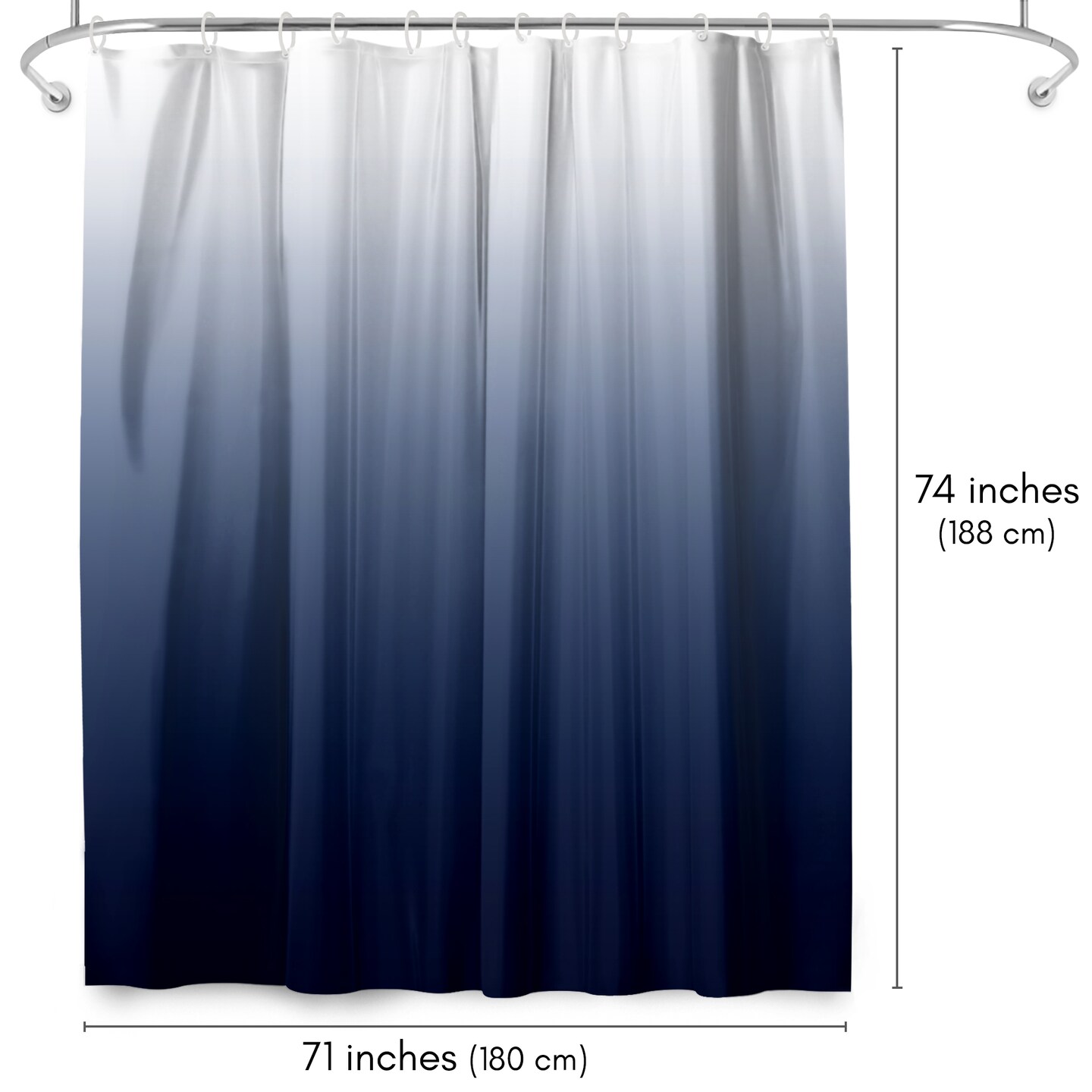 Americanflat 71x74 Ombre Blue Shower Curtain - Water Resistant - Polyester Fabric