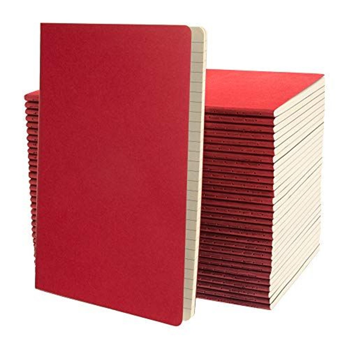 Simply Genius Journaling Notebooks - Rounded-Corner Softcover & Travel Notebook - College-Ruled Cream Pages & Writing Journal - Versatile Note-Taking & Study Journal - 30 Pack, A5, Red, 92 Pages