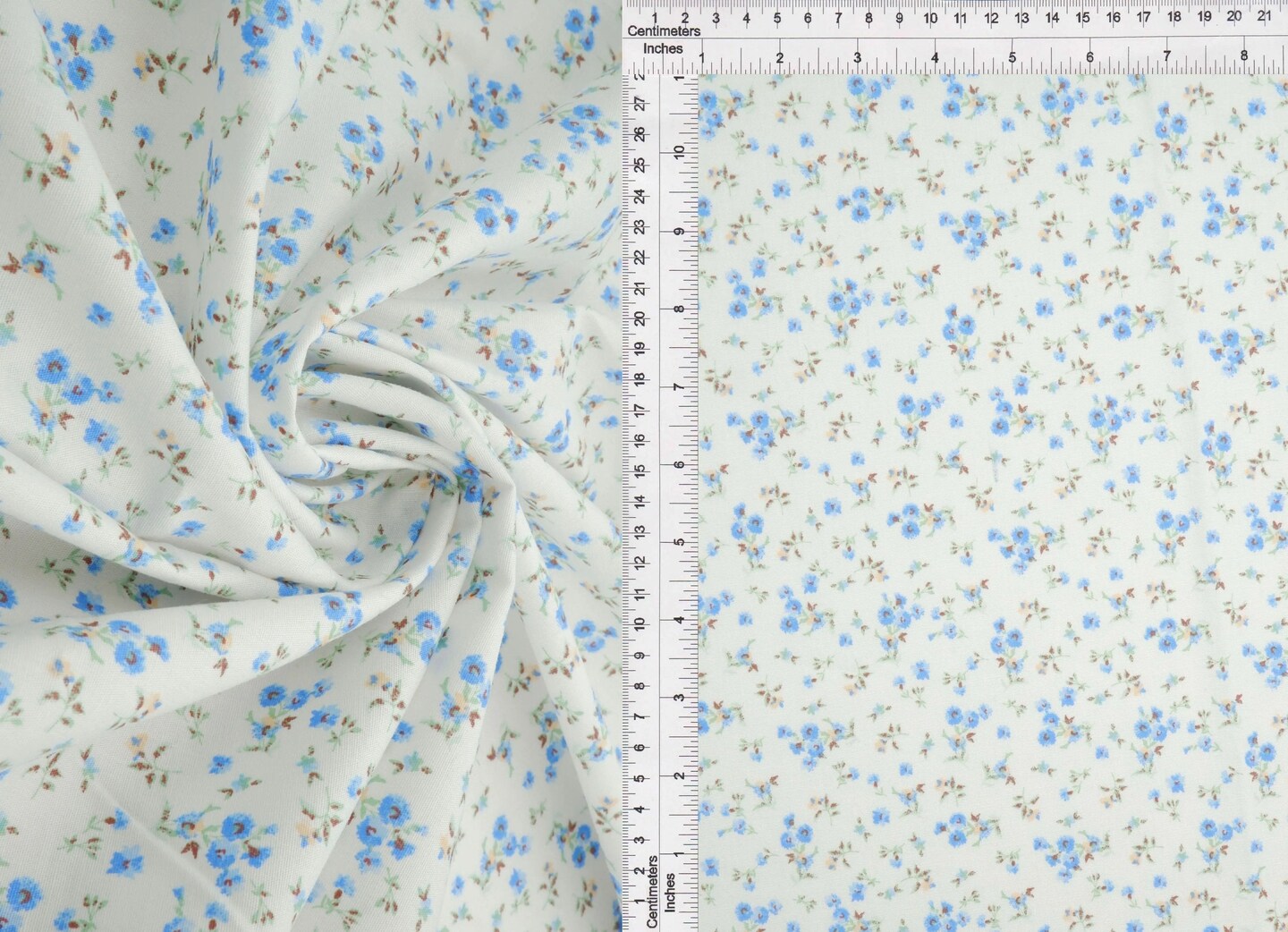 1 Yard Stretch Poplin Ditsy Print Fabric, 57/58&#x2033; Wide Cotton Spandex Blend