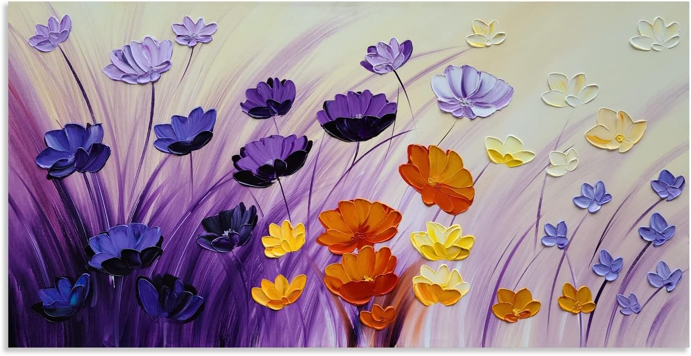 Flower Canvas Wall Art - Hand Painted Colorful Poppy Painting