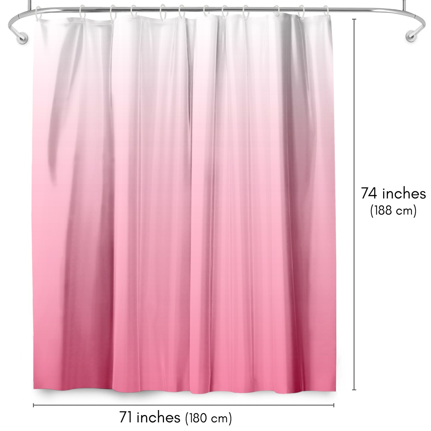 Americanflat 71x74 Ombre Pink Shower Curtain - Water Resistant - Polyester Fabric