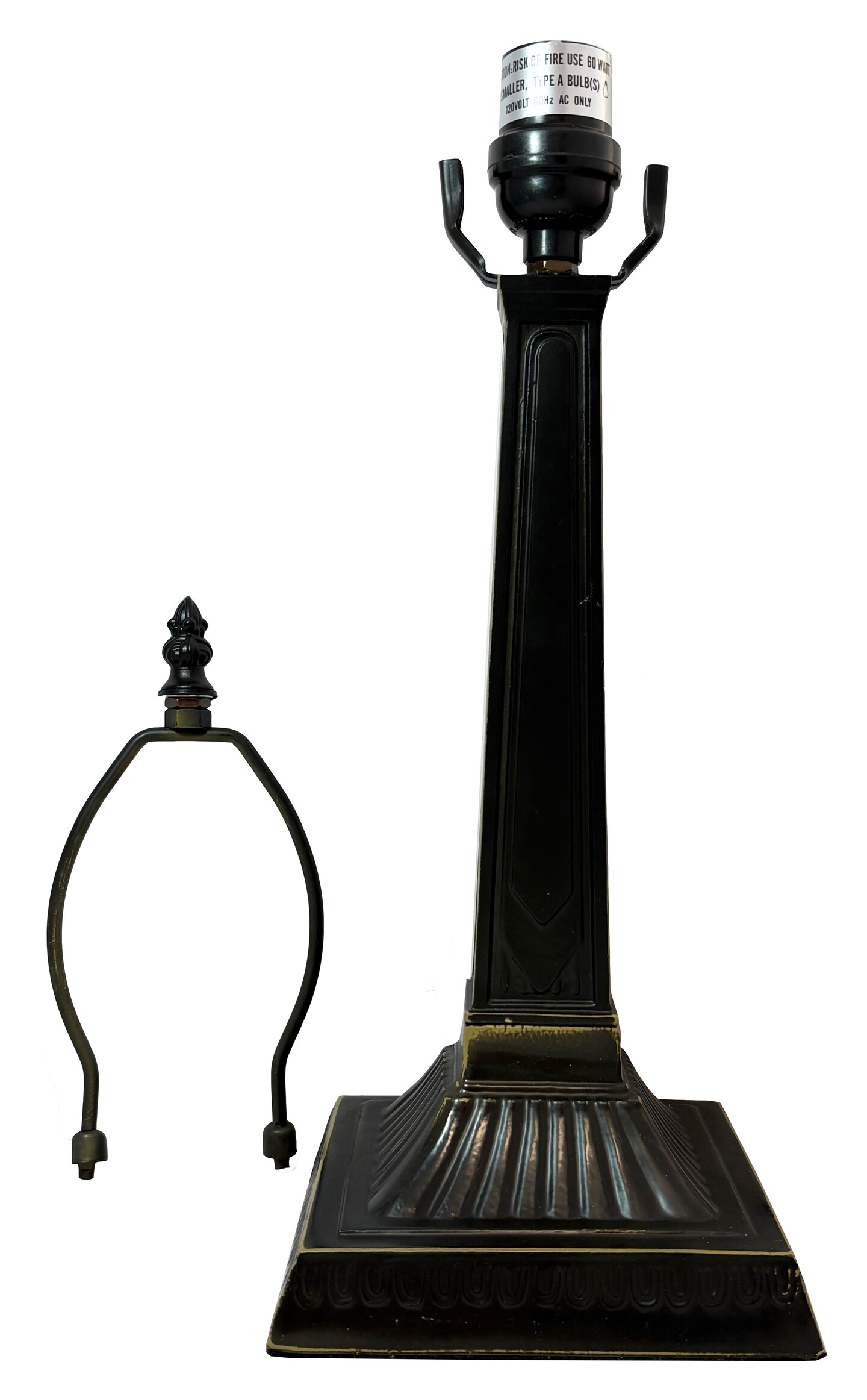 Mission Metal Lamp Base, Dark Bronze Finish With Gold Highlights, Nicely Weighted, 18.75" Tall