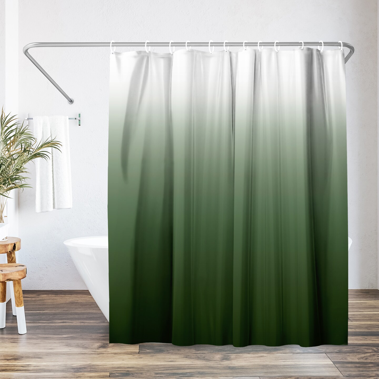 Americanflat 71x74 Ombre Green Shower Curtain - Water Resistant - Polyester Fabric