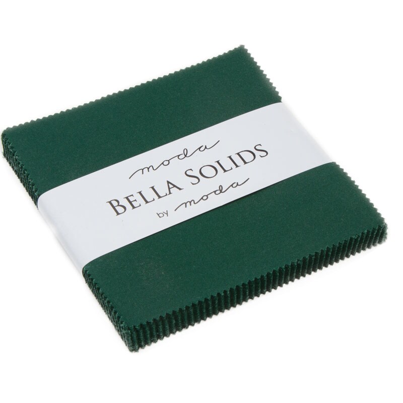 Bella Solids 5" Square Pack (Charm Pack) in Christmas Green by Moda for Moda (9900PP 14)