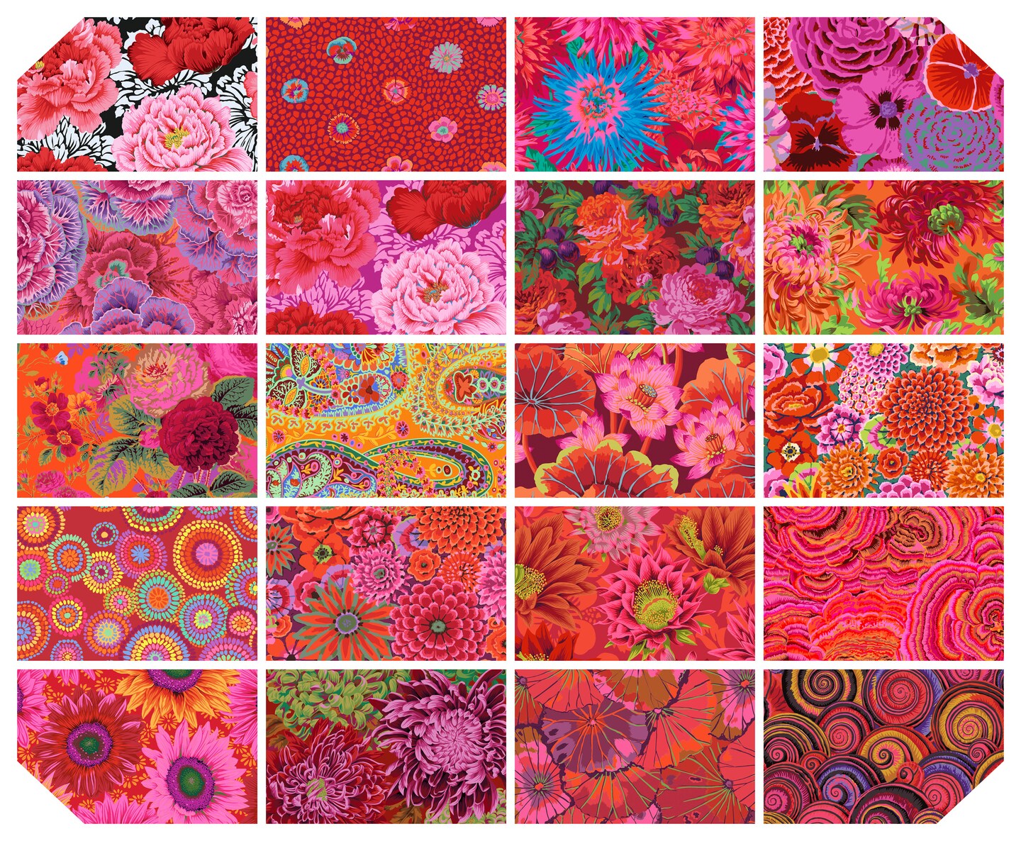 Kaffe Fassett Half Yard Bundle in Hot House by Kaffe Fassett for Free Spirit (FB4HYGP.HOTHOUSE)