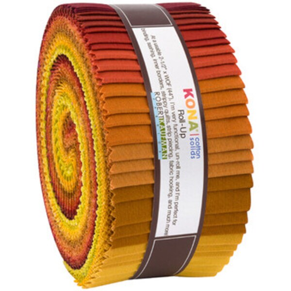 Kona Solid 2.5" Strip Roll (Jelly Roll / Roll Up) in Autumn Hues by for Robert Kaufman (RU-772-40)