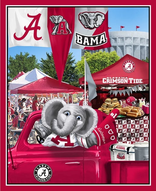 Licensed NCAA University of Alabama Tailgate Panel Cotton Fabric by the Panel