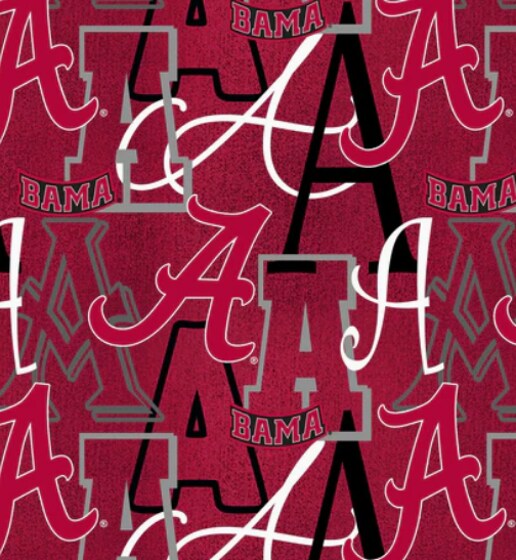 Licensed NCAA University of Alabama Letters Cotton Fabric by the Yard
