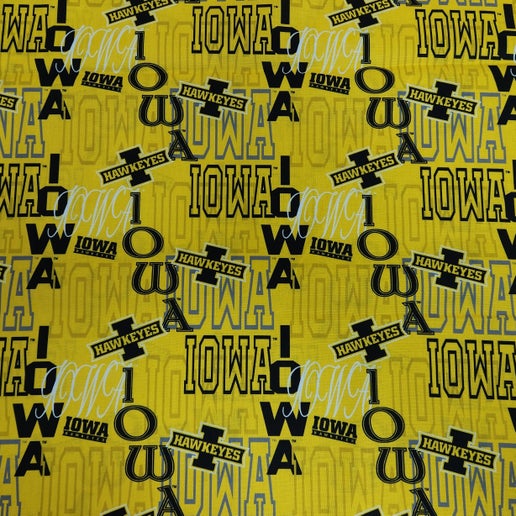 Licensed NCAA University of Iowa Letters Cotton Fabric by the Yard
