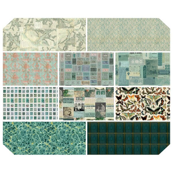 Eclectic Elements Palette Fat Quarter Bundle in Teal by Tim Holtz for Free Spirit (FB4FQTH.TEAL)