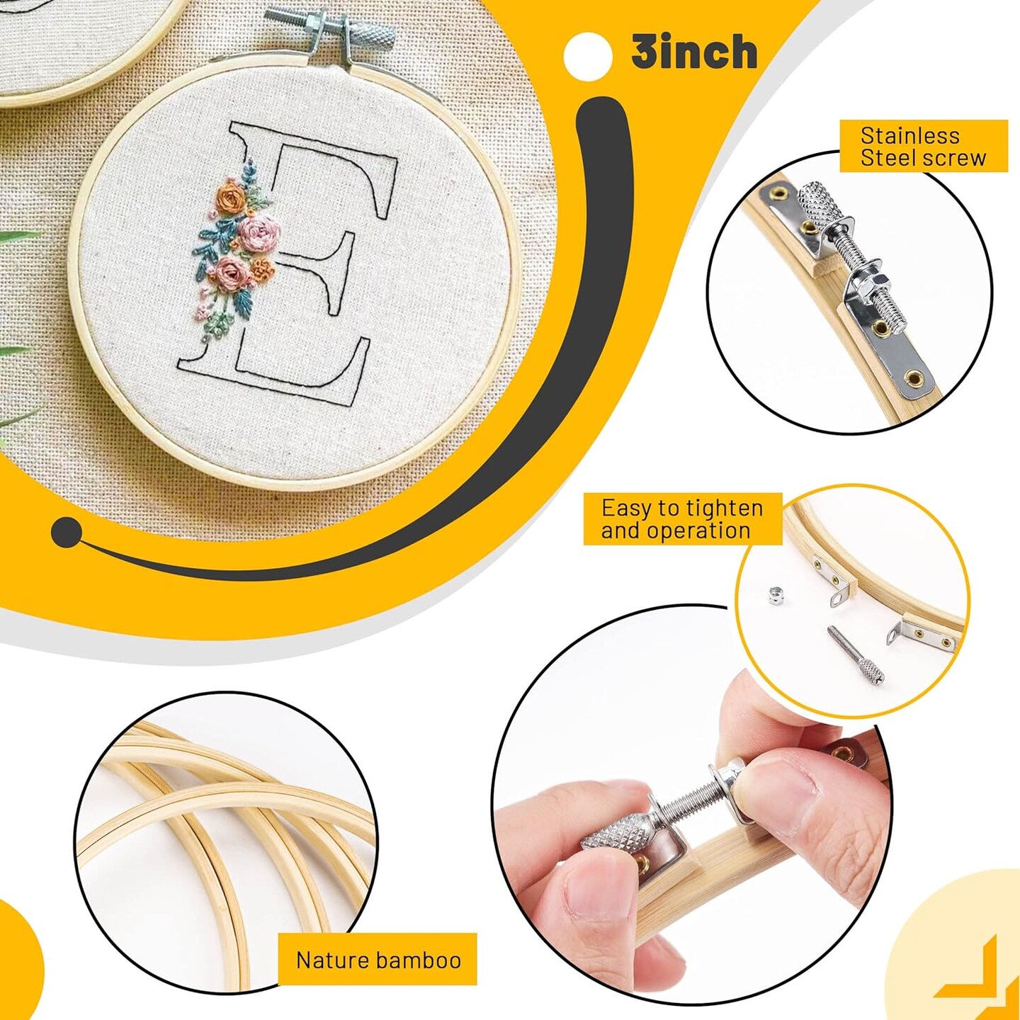 3 Inch 12 Pieces Small Embroidery Hoops Bamboo Circle Cross