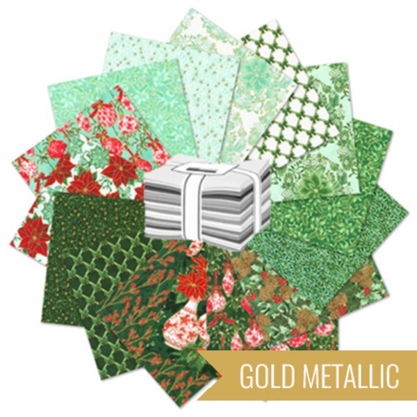 Holiday Flourish: Festive Finery Fat Quarter Bundle in Spearmint by Studio RK for Robert Kaufman (FQ-2144-15)