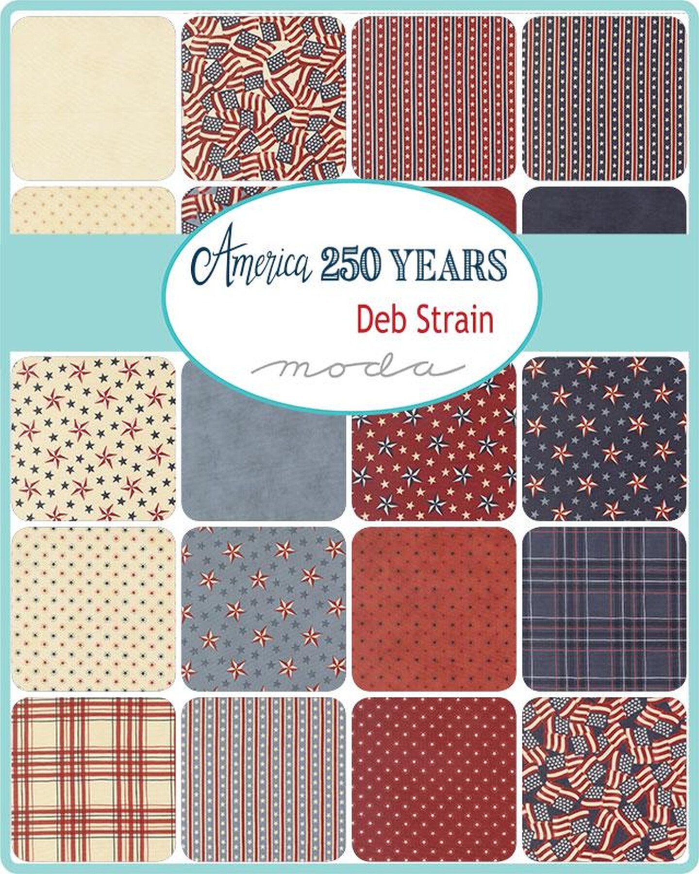 America 250 Years Mini Charm 56180MC by Deb Strain from Moda by the pack