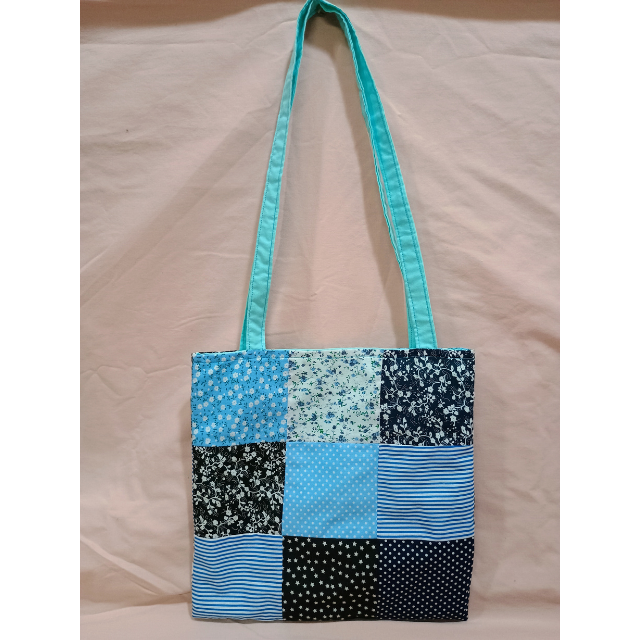 Blue patchwork tote bag | MakerPlace by Michaels