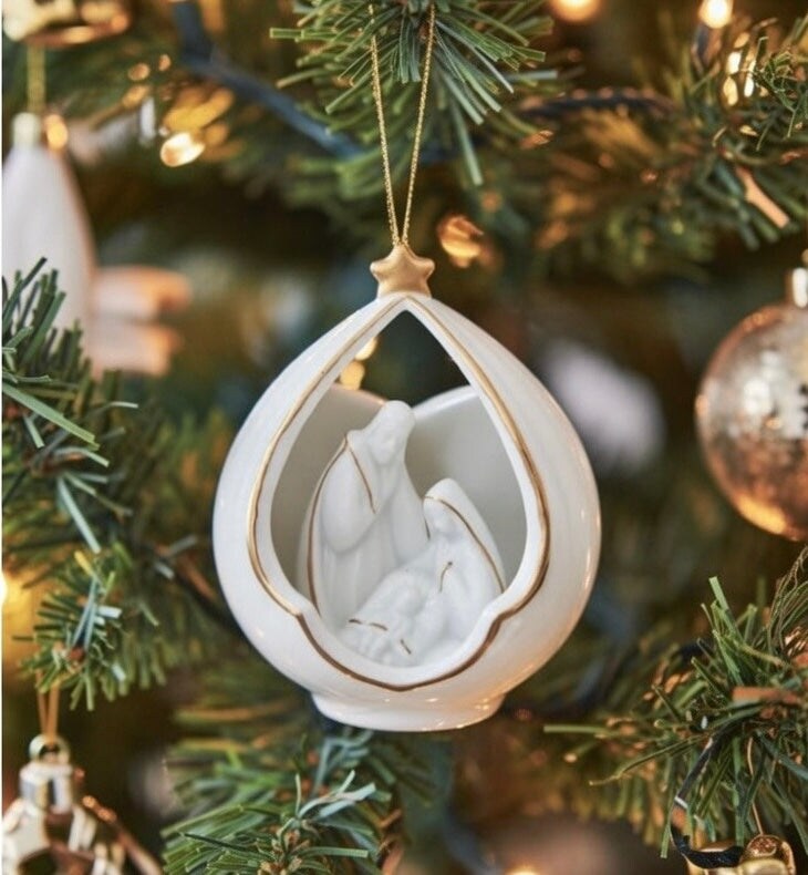 Ceramic Holy Family Nativity Ornament, Home Décor, Religious Décor, Religious Gift, Church Décor, Baptism Gift