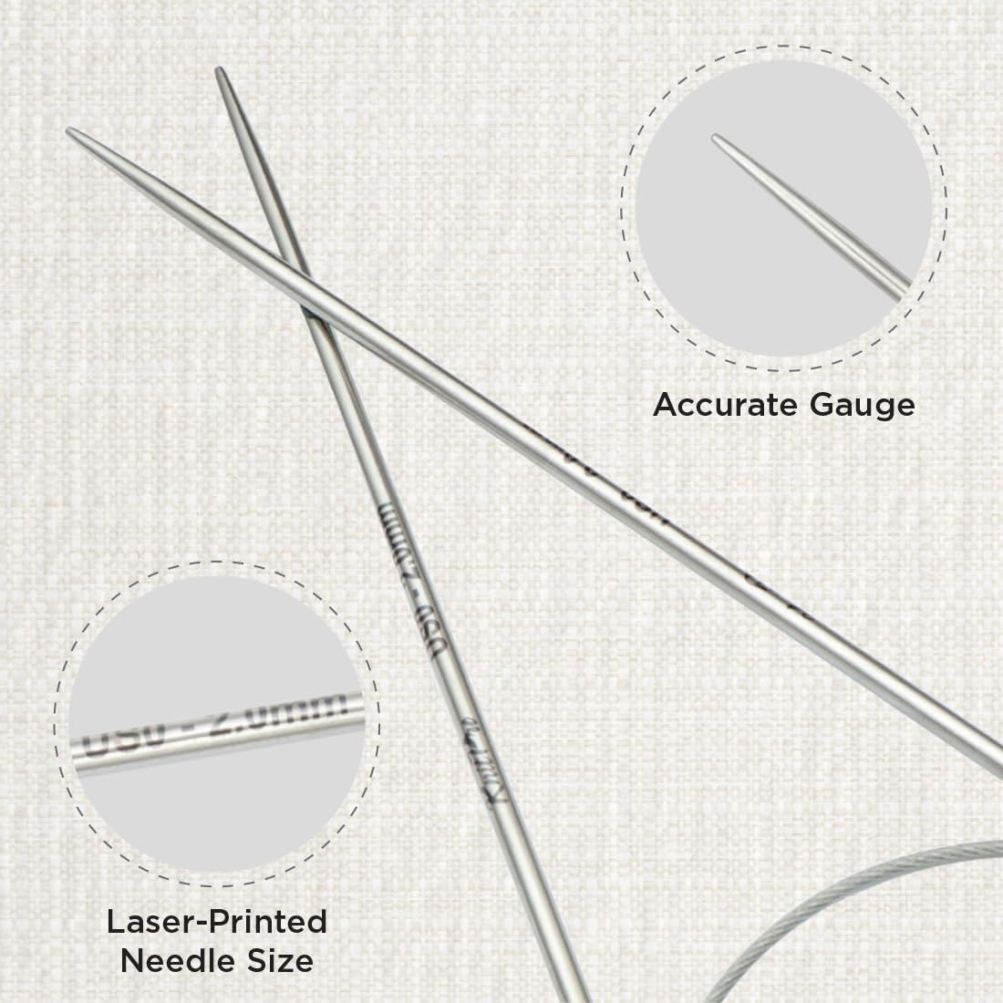 KnitPro Stelo Lace Fixed Circular Knitting Needles 32" Size 0 - 17