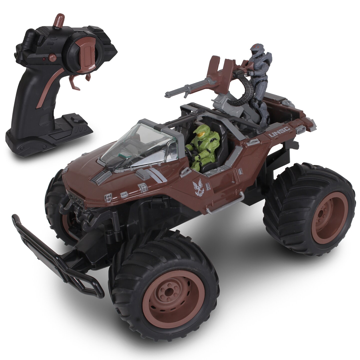 NKOK HALO Infinite RC: UNSC Warthog &#x22;Mud Hog&#x22; - Stunt Performing, Master Chief &#x26; Spartan, 2.4 GHz Radio Control Vehicle