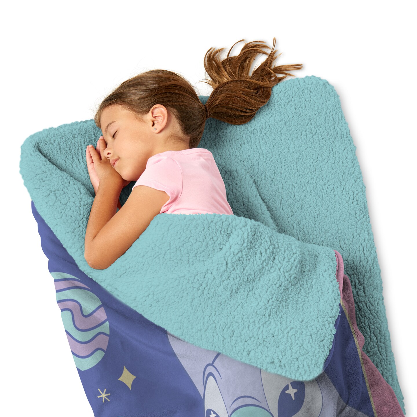 Disney Lilo and Stitch Weird Alien Silk Touch Throw Blanket Sherpa Slumber Bag 27&#xD7;56 Inches