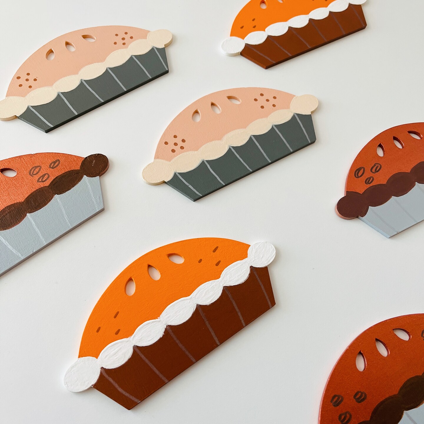 Pretend Play Pies, Pumpkin Pie, Wooden Toy Set, Play Food, Wooden
