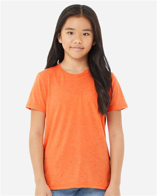 BELLA+CANVAS Slim Fit Youth Crew Neck Triblend Tee for Casual Wear, School Outfit & Everyday Comfort Kids Shirt