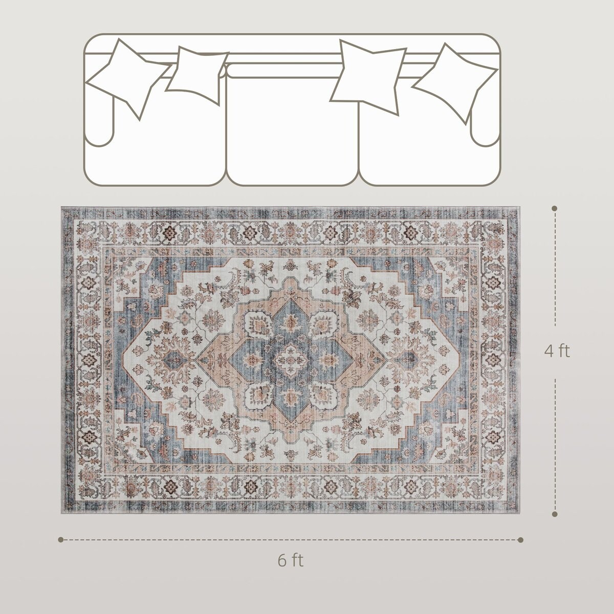 Edge Collections - 48&#x22; x 72&#x22; - Multicolor - Vintage-Style Plush Rug!