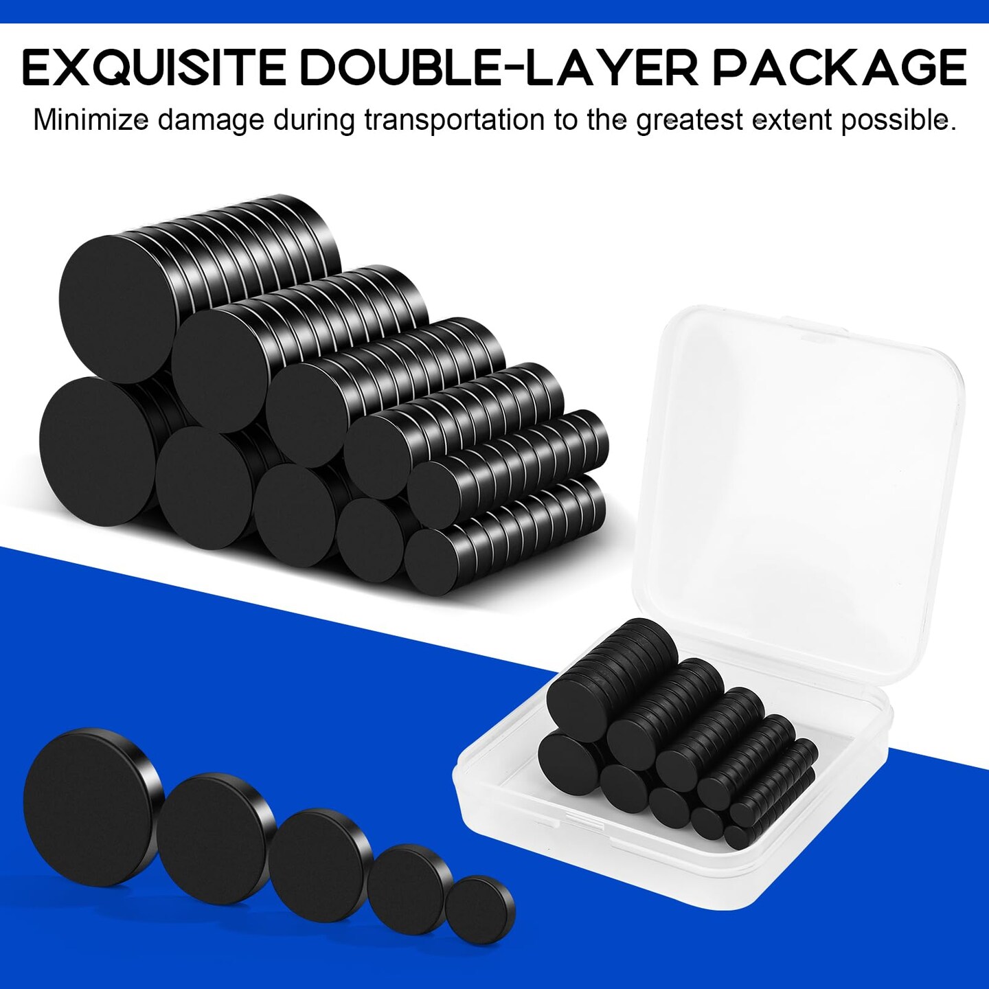 VSKIZ 50Pcs Small Magnets, 5 Different Size Tiny Rare Earth Magnets Strong Circle Magnets for Refrigerator Mini Office Magnet for Dry Erase Board, Crafts, DIY, Kitchen Cabinet