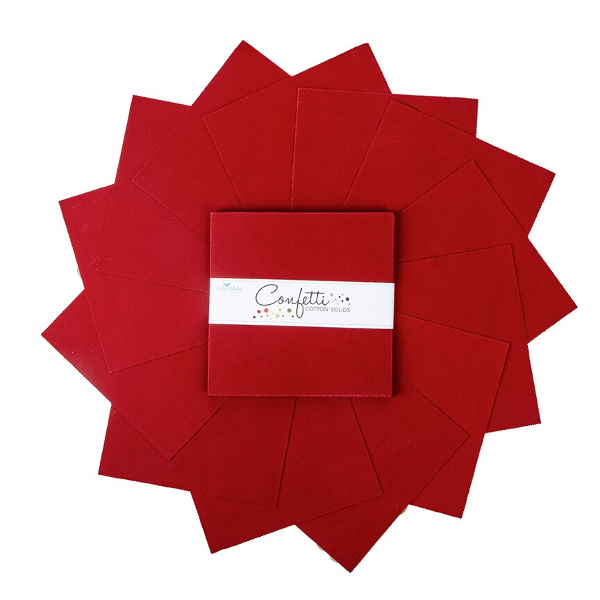 Confetti Cotton 10" Square Pack (Layer Cake / 10" Stacker) in Dahlia Red by Riley Blake (10-120-DAHLIARED-42)