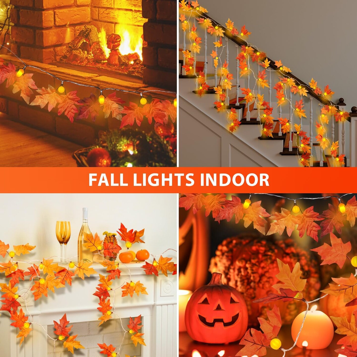 Fall Garland with Lights - 2 PACK