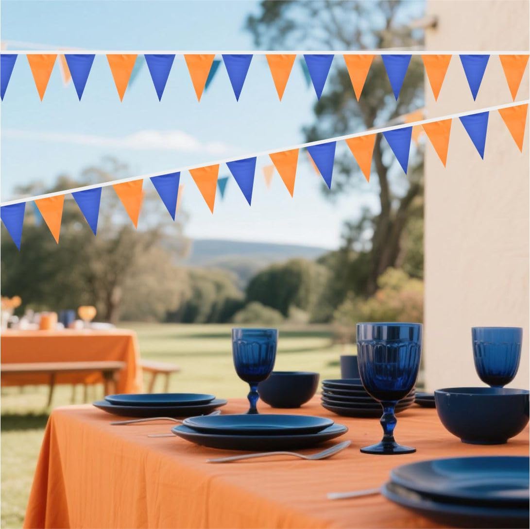 Orange and Blue Pennant Banner Flags (Orange and Blue) 5"L x 8"W
