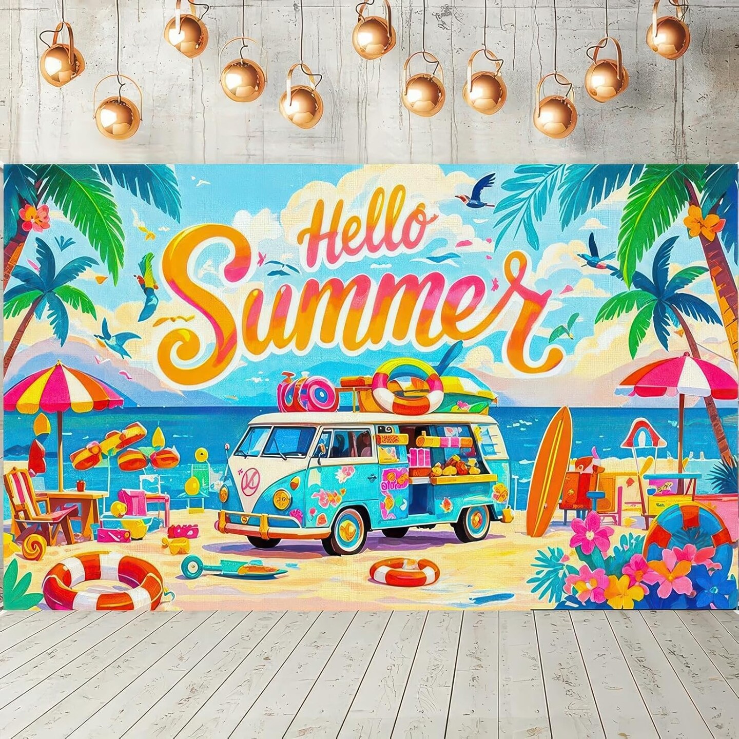 Summer Party Banner 71x43 Inches Multicolor Beach (Multicolor)
