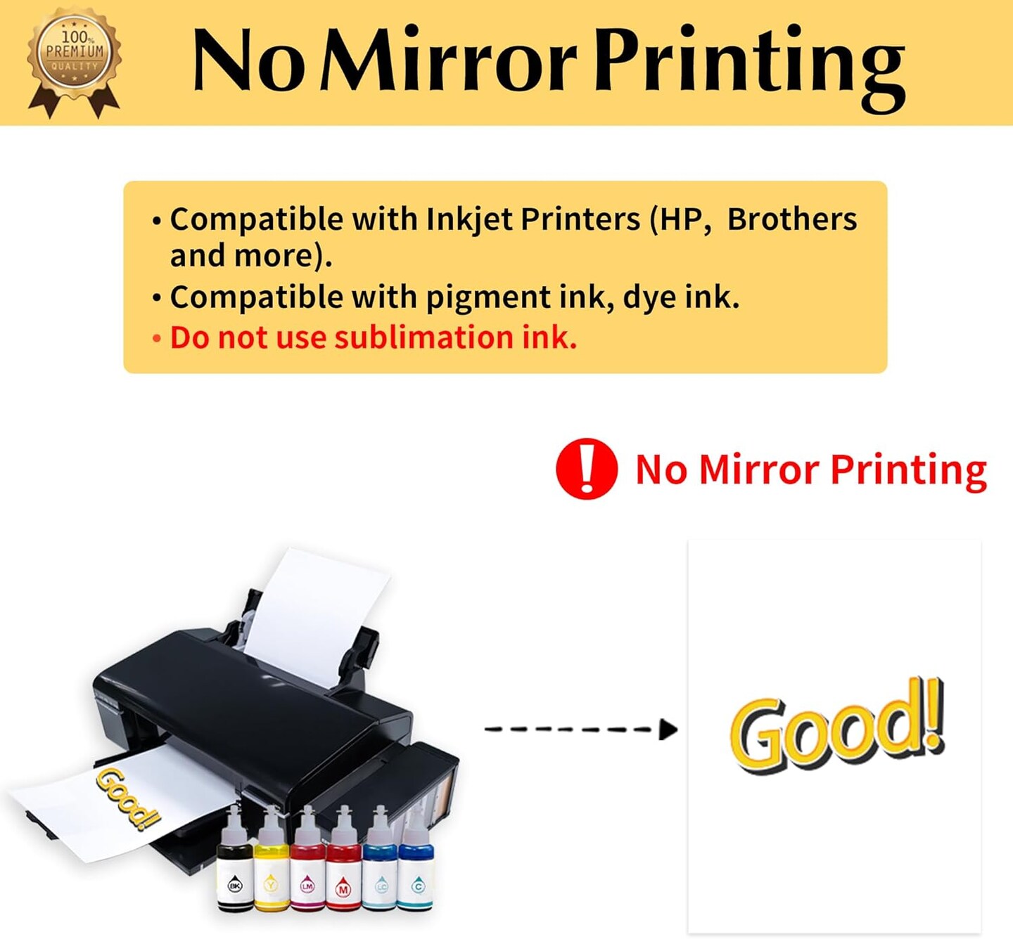 Dark Fabric (20 Sheets, 8.5x11") T Shirt Transfers Paper for Inkjet Printer