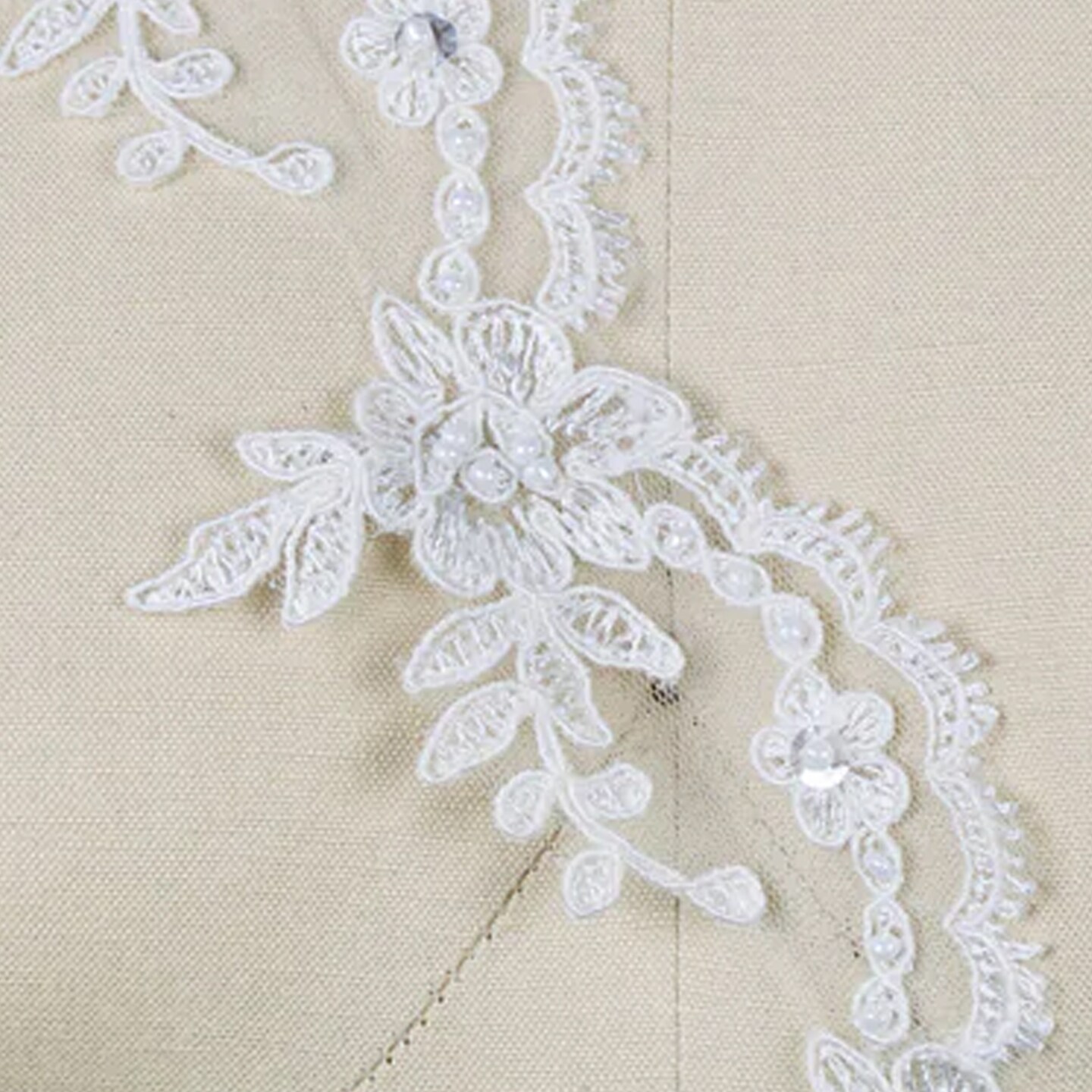 1 Yard Ivory Embroidered Alencon Beaded Bridal Lace Trim for Veils Wedding Gowns and Formal Decor 2 Inch Wide