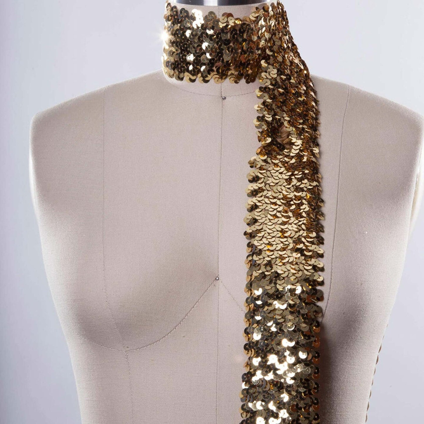 Antique Gold Sequin Stretch Ultra Wide Trim 2.5 Inch Sparkly Sewing Craft