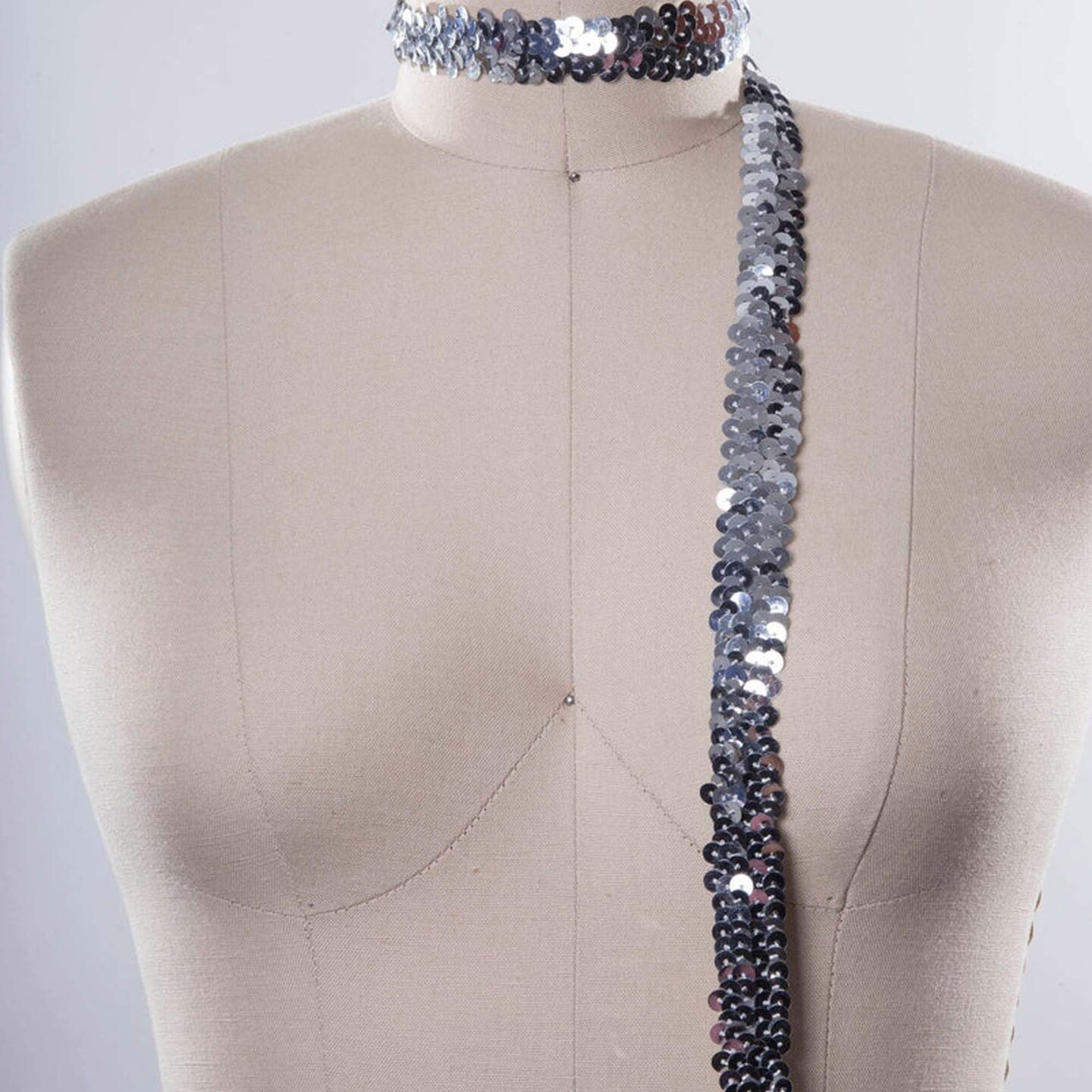 1 Yard 1.5" Silver Stretch Sequin Trim Wide Glitter Trim for Costumes, Belts & Crafts