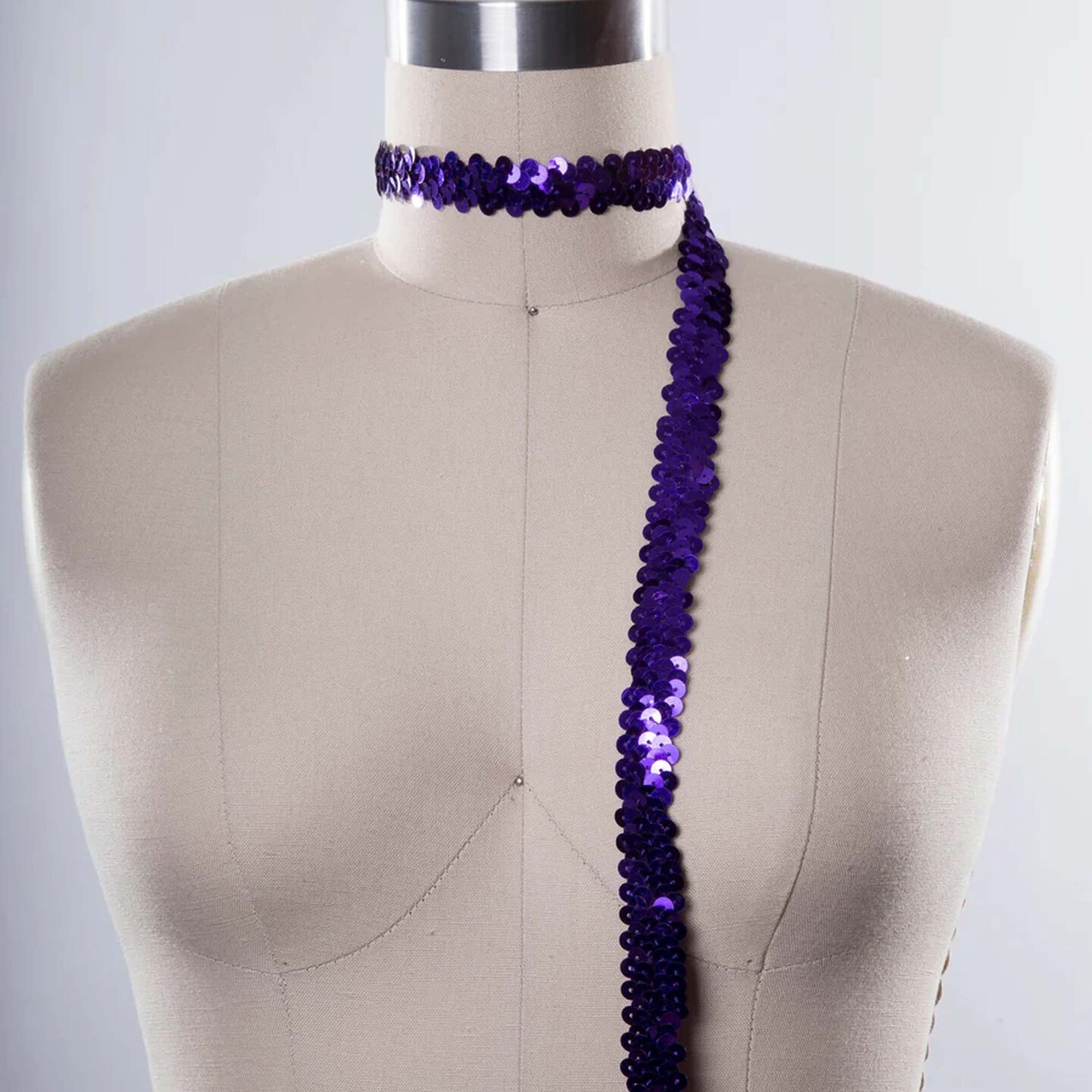 1 Yard 1.5" Wide Purple Stretch Sequin Trim Bold Sparkle for Costumes, Headbands & Decor