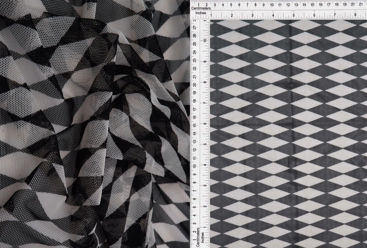 1 Yard 90% Polyester and 10% Spandex Mesh Fabric, Retro Geometric Print Lightweight Stretch 54" Width
