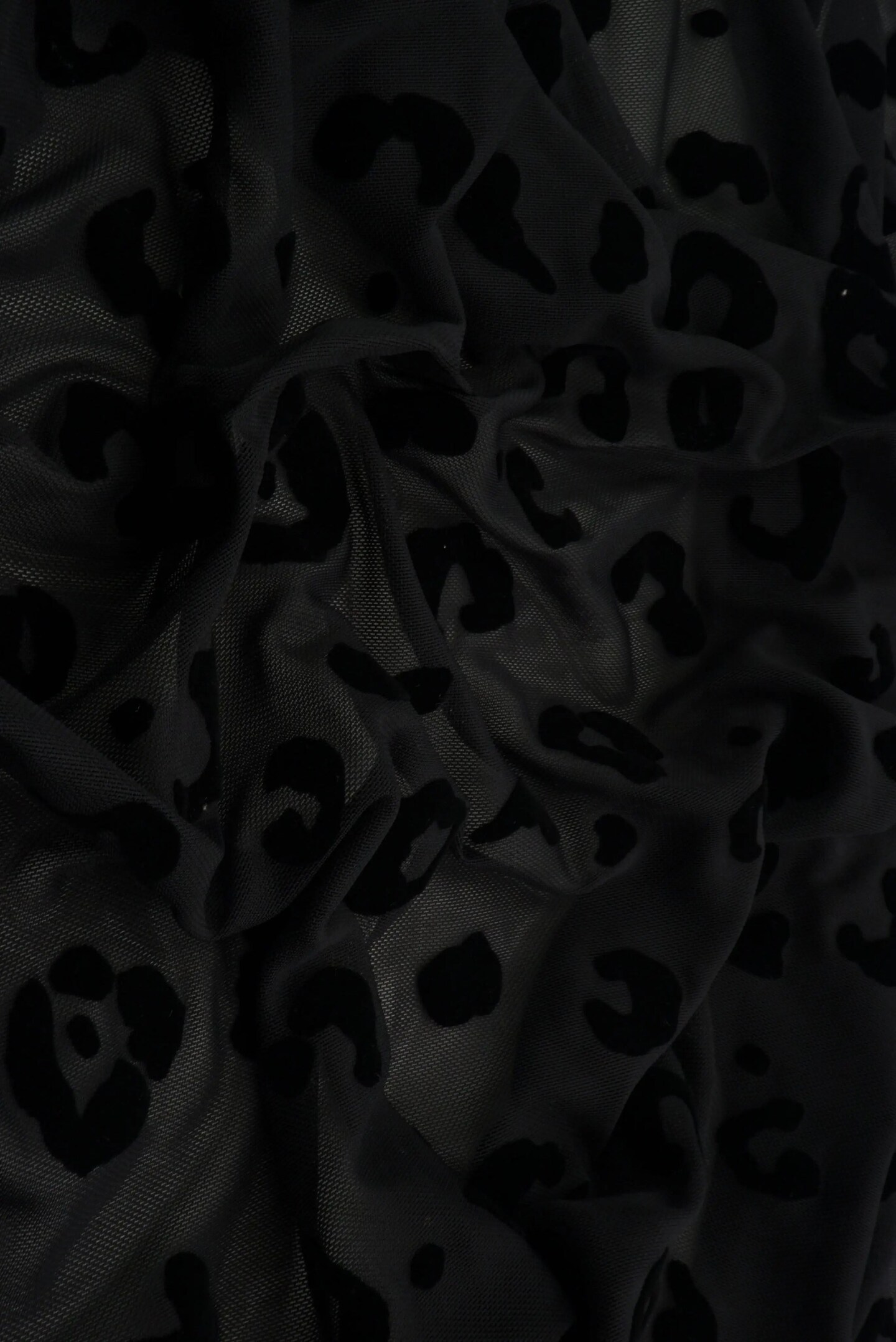 1 Yard 90% Polyester and 10% Spandex Stretch Mesh Fabric, Leopard Flocking Soft Stretch Sheer 56/57" Width