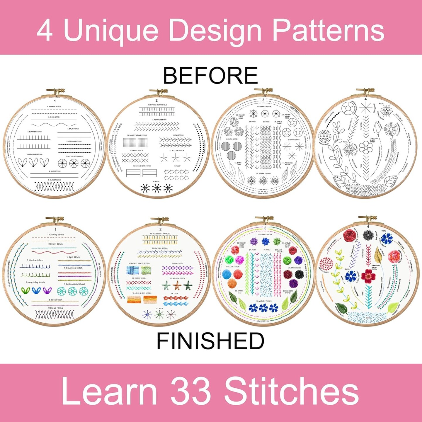 Embroidery Kit for Beginners(White)