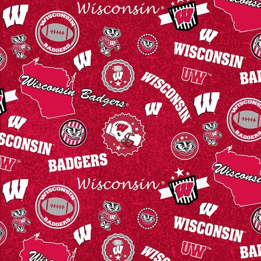 Licensed NCAA University of Wisconsin Home State WIS-1208 Cotton Fabric by the Yard
