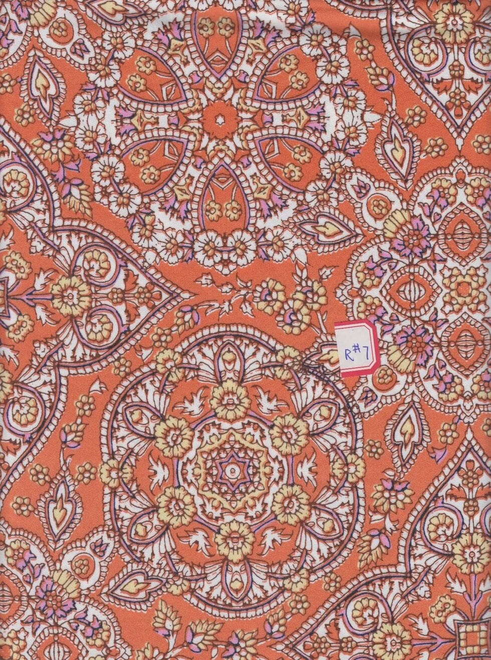 1 Yard Medallion Print Knit Fabric, 58/60″ Wide, 95% Polyester 5% Spandex Blend