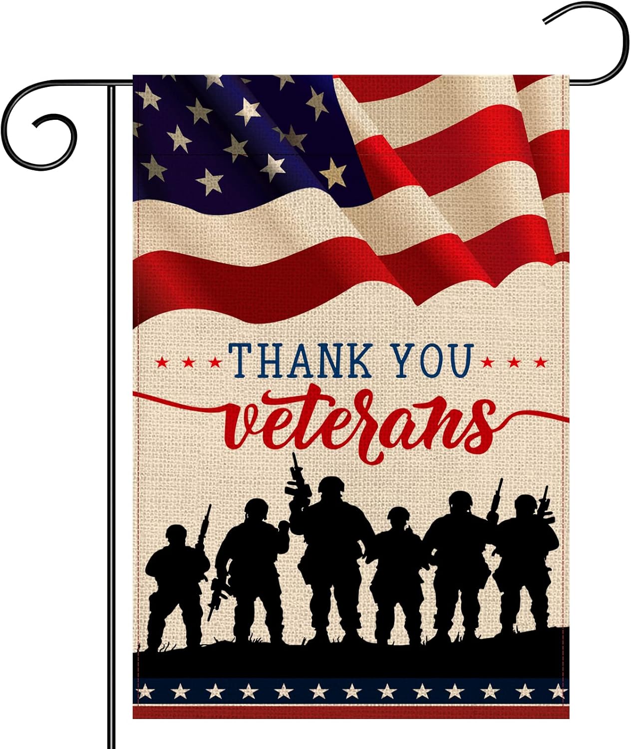 Veterans Day Garden Flag Vertical Double Sided Burlap 12×18