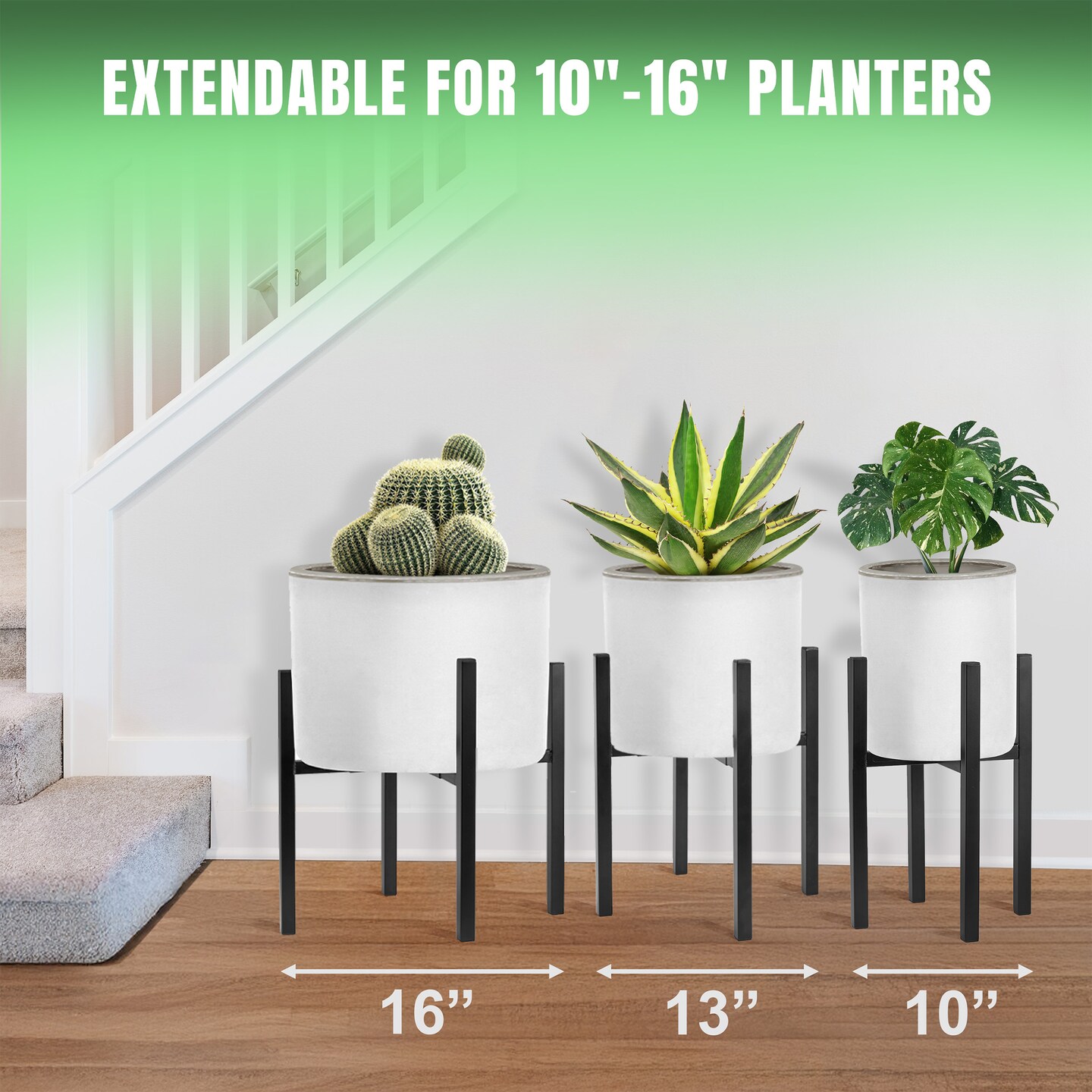 Sorbus Adjustable Metal Plant Stand &#x2013; Mid Century Style Flower Pot Holder, 10 to 16 Inches Planter Stand for Modern Home D&#xE9;cor, Houseplants &#x2013; Plant &#x26; Pot NOT INCLUDED