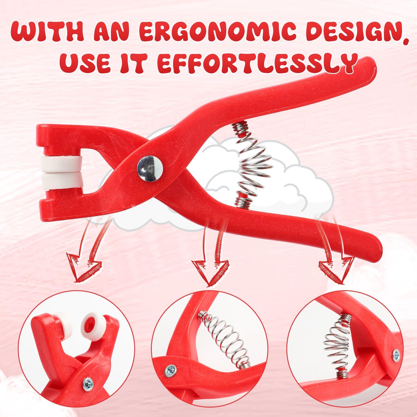 Latonyar Safety Eye Tool for Crocheting, Eye Snapper Crochet Tool, Auxiliary Tool for Attaching for Crocheting Eyes Crochet Tools for Crochet & Stuffed 6-12mm Animal Eyes Making Supplies Tool (Red)