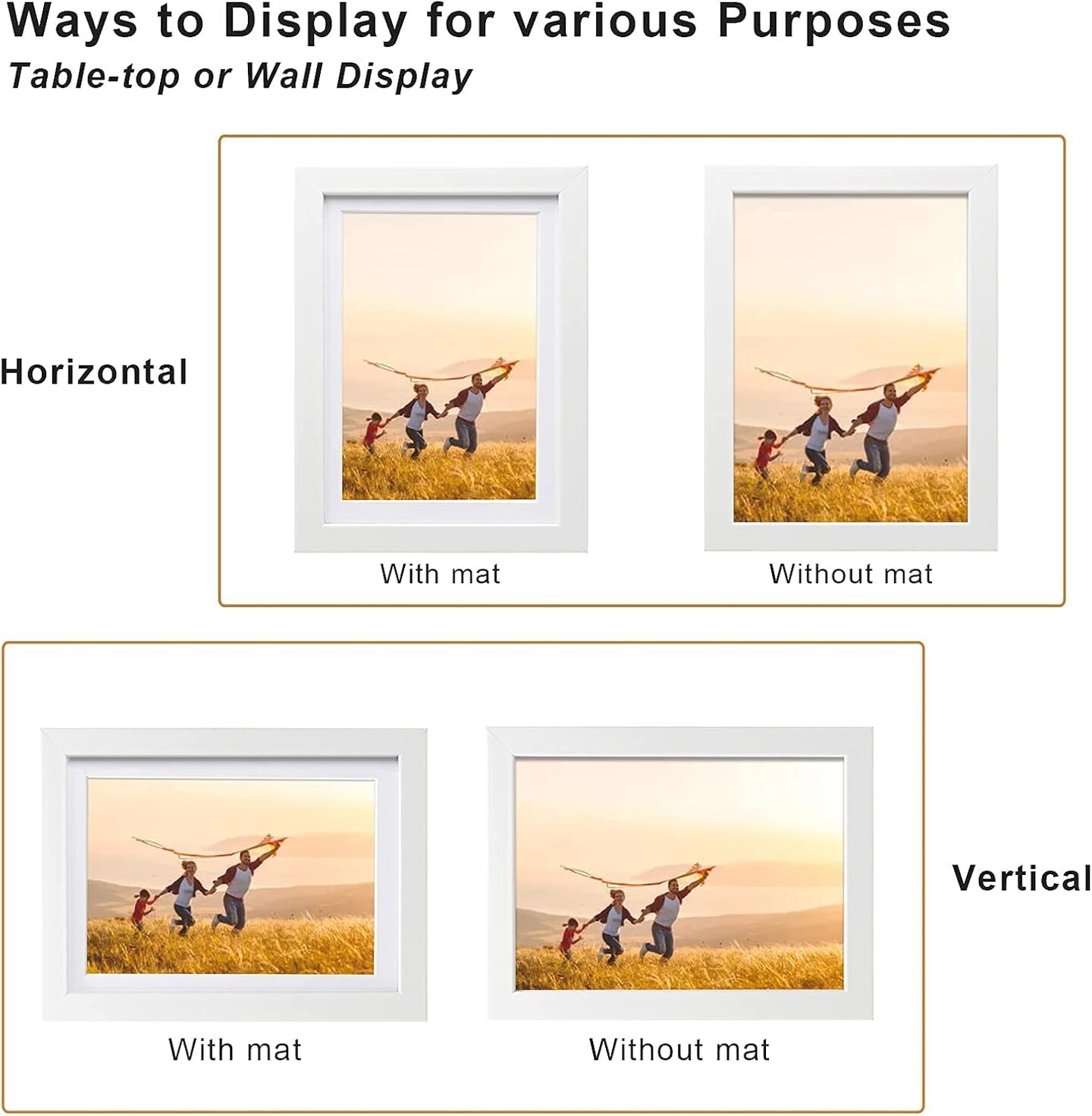 5x7 Picture Frame White Set of 4